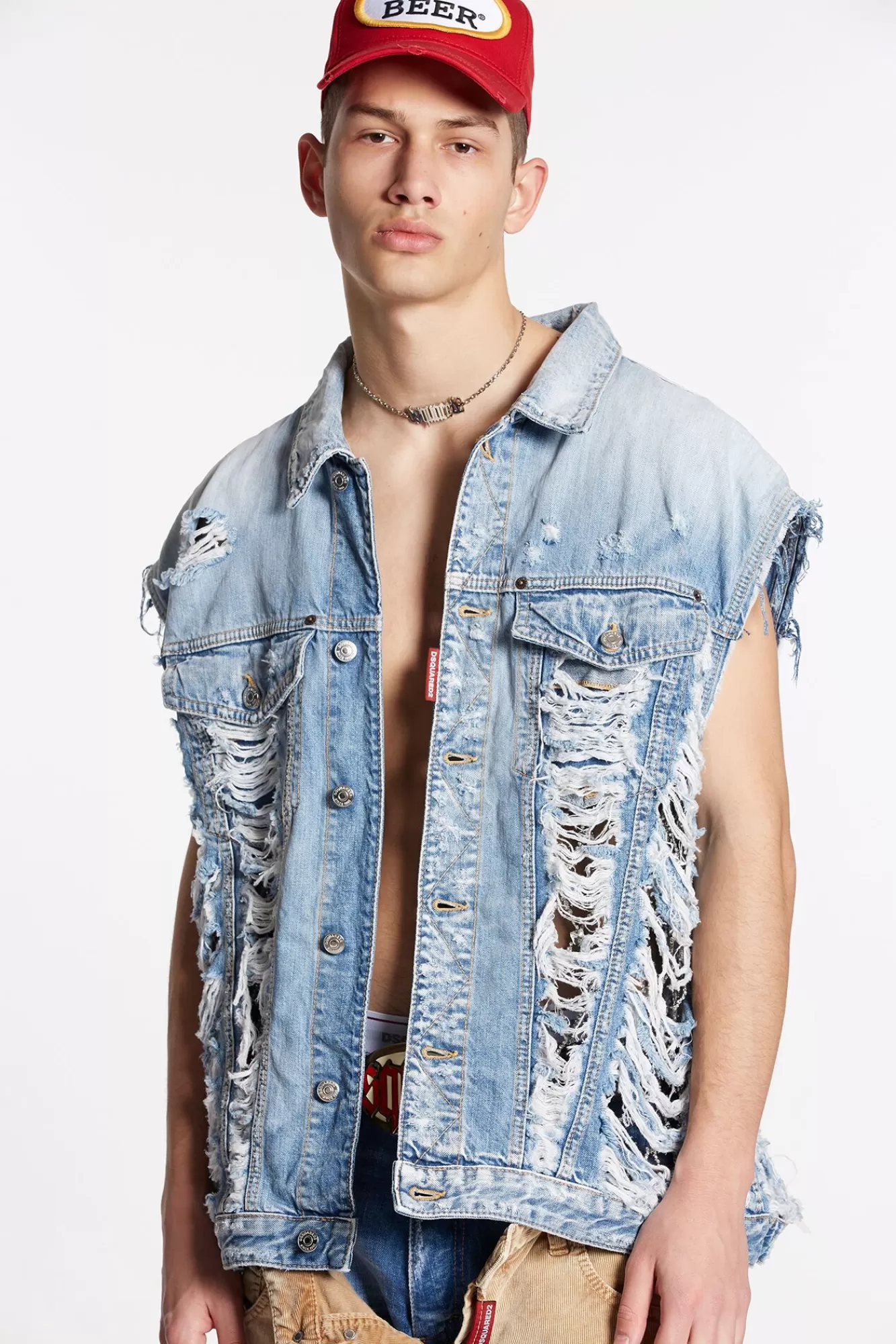 Vintage Destroyed Wash Classic Jean Vest<Dsquared2 Best Sale